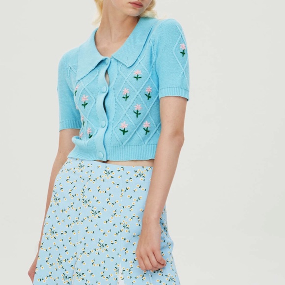 Cider Floral Button Up Knit Cardigan Sweater Size Medium - Picture 2 of 5